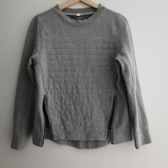 Lululemon Fleece Be True Crewneck Quilted Sweater Side Zippers Heathered Grey 4 - Picture 5 of 16